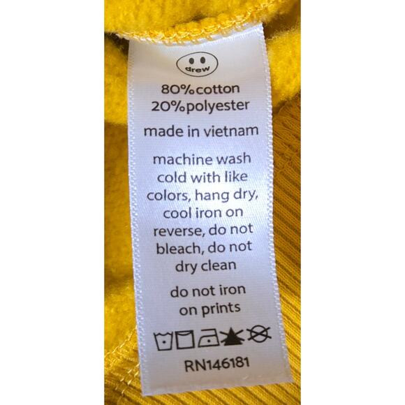 Drew House Oversized Med  Golden Yellow Drew House Mascot Heavyweight Hoodie - Picture 4 of 8